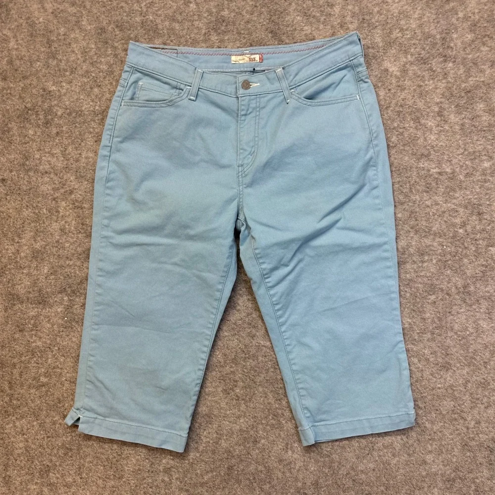 Levi Strauss 515 Denim Shorts Women 12 Light Blue Stretch 5-Pocket Pedal Pushers